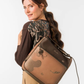 Esta é a peça perfeita para a mulher que valoriza versatilidade sem abrir mão do estilo.

Com um design bicolor que combina caramelo e castanho escuro, esta bolsa destaca-se pelos detalhes em relevo inspirados na coleção Voyage — motivos florais, silhuetas femininas e a inconfundível assinatura da marca gravada no material — conferindo-lhe uma personalidade única e intemporalmente sofisticada.