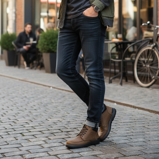 A bota casual em pele castanha é a escolha perfeita para quem procura conforto sem comprometer o estilo.

Fabricada em pele de qualidade com acabamento natural e detalhes de costura moc-toe que conferem caráter ao design, esta bota combina a robustez de uma construção sólida com a versatilidade do dia a dia. Na zona do tornozelo, o acolchoado em pele castanha proporciona conforto adicional, enquanto o sistema de atacadores com ilhós metálicos garante um ajuste personalizado.