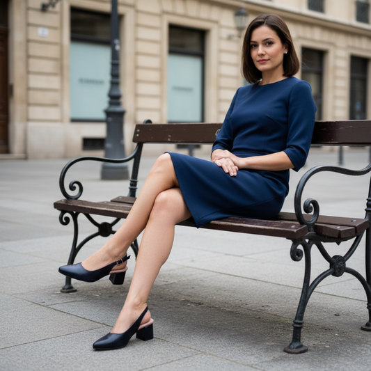 Descubra a elegância intemporal com estas sandálias slingback clássicas.

Confeccionadas em pele de alta qualidade com acabamento suave e sofisticado, estas sandálias destacam-se pelo seu design versátil e confortável. O salto bloco médio proporciona a altura ideal para alongar a silhueta sem comprometer o conforto, tornando-as perfeitas para uso durante todo o dia, seja no escritório ou em eventos especiais.