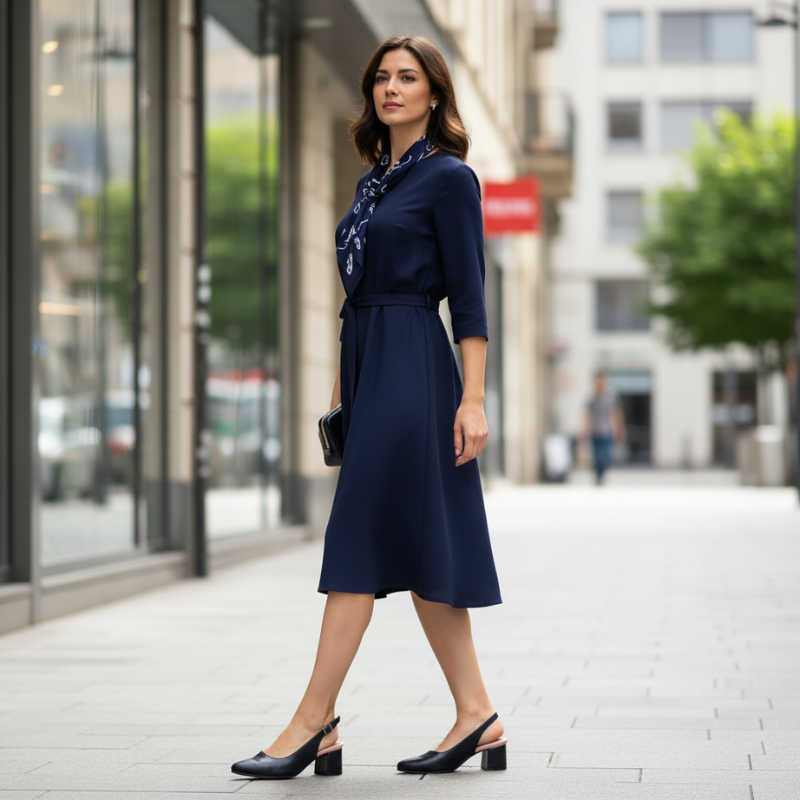 Descubra a elegância intemporal com estas sandálias slingback clássicas.

Confeccionadas em pele de alta qualidade com acabamento suave e sofisticado, estas sandálias destacam-se pelo seu design versátil e confortável. O salto bloco médio proporciona a altura ideal para alongar a silhueta sem comprometer o conforto, tornando-as perfeitas para uso durante todo o dia, seja no escritório ou em eventos especiais.