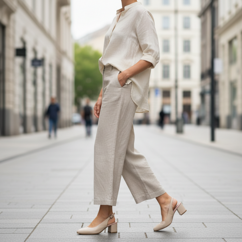 Descubra a elegância intemporal com estas sandálias slingback clássicas.

Confeccionadas em pele de alta qualidade com acabamento suave e sofisticado, estas sandálias destacam-se pelo seu design versátil e confortável. O salto bloco médio proporciona a altura ideal para alongar a silhueta sem comprometer o conforto, tornando-as perfeitas para uso durante todo o dia, seja no escritório ou em eventos especiais.