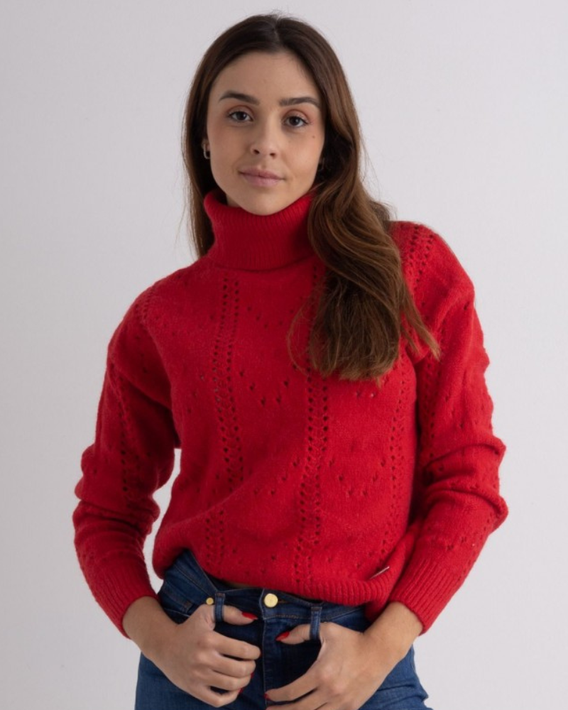 Conforto e estilo numa só peça! Esta camisola de tricô com gola alta é ideal para os dias frios, trazendo um toque de elegância e modernidade ao seu look.